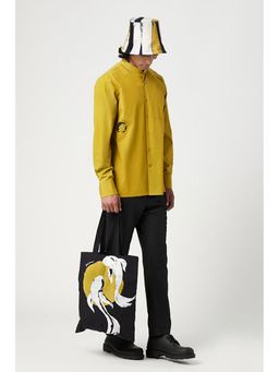 Genes Lecoanet Hemant - Genes Lecointe Hemant Easy Fit Button Up Shirt with Artful Stamp Print