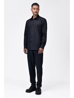Genes Lecoanet Hemant - Genes Lecointe Hemant Regular Fit Cotton Poplin Shirt with Tropical Applique Embroidery Black