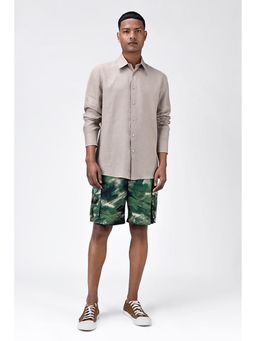 Genes Lecoanet Hemant - Genes Lecointe Hemant Sand Light Linen Regular Fit Button-Up Shirt