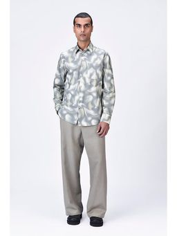 Genes Lecoanet Hemant - Genes Lecointe Hemant Giza Cotton Poplin Aurora Print Shirt Taupe Clay
