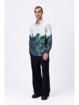 Genes Lecoanet Hemant - Genes Lecointe Hemant Giza Cotton Shirt With Uv Abstract Print- Taupe