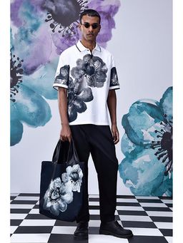 Genes Lecoanet Hemant - Genes Lecointe Hemant Anemone Flower Relax Fit Casual Polo - Grey