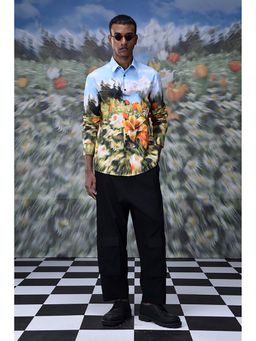 Genes Lecoanet Hemant - Genes Lecointe Hemant Garden Print Poplin Regular Fit Shirt