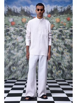 Genes Lecoanet Hemant - Genes Lecointe Hemant Mandrin Collar Regular Fit Linen Shirt