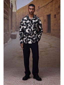 Genes Lecoanet Hemant - Genes Lecointe Hemant Black Graphic Hood Shirt In Giza Cotton Poplin