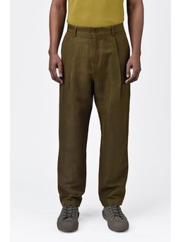Genes Lecoanet Hemant - Genes Lecointe Hemant Men's Straight Fit Pleated Trousers Khaki