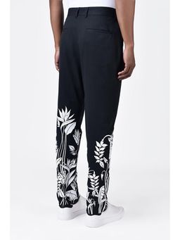 Genes Lecoanet Hemant - Genes Lecointe Hemant Regular Fit Linen Herringbone Trouser With Tropical Print