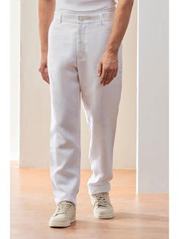 Genes Lecoanet Hemant - Genes Lecointe Hemant White Linen Trousers With Bone Pocket On Back