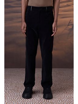 Genes Lecoanet Hemant - Genes Lecointe Hemant Classic Black Corduroy Trousers With Leather Detail