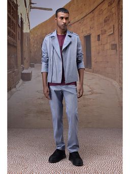 Genes Lecoanet Hemant - Genes Lecointe Hemant Structured Grey Straight-Leg Trouser