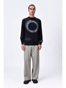 Genes Lecoanet Hemant - Black Banana Crepe Sweatshirt With Eclipse Print