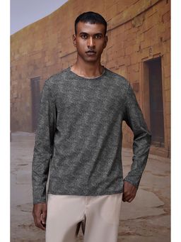 Genes Lecoanet Hemant - Black Micro-Pattern Cotton Jersey Long-Sleeve T-Shirt