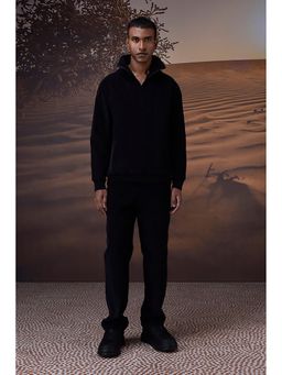 Genes Lecoanet Hemant - Black Corduroy Half-Zip Sweatshirt