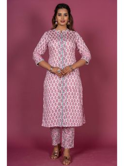 NAVYAS FASHION - Prism Pink Block Printed Kurta (Set of 2)