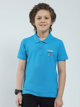 Monte Carlo - Boys Blue Solid Collar Neck Polo T-shirt