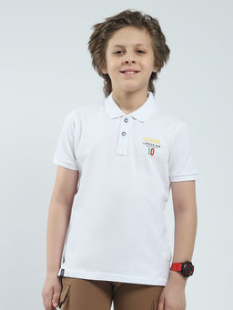 Monte Carlo - Boys White Solid Collar Neck Polo T-shirt