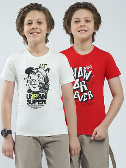 Monte Carlo - Boys Multi-Color Printed Round Neck T-shirts (Pack of 2)