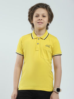 Monte Carlo - Boys Mustard Solid Collar Neck Polo T-shirt