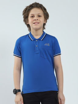 Monte Carlo - Boys Navy Blue Solid Collar Neck Polo T-shirt