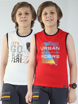 Monte Carlo - Boys Multi-Color Printed Round Neck T-shirts (Pack of 2)