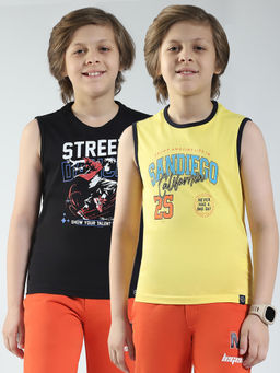 Monte Carlo - Boys Multi-Color Printed Round Neck T-shirts (Pack of 2)