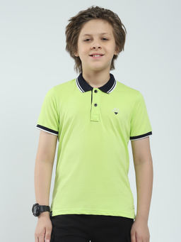 Monte Carlo - Boys Green Solid Collar Neck Polo T-shirt