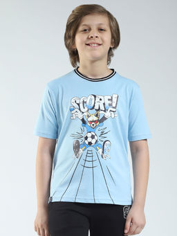Monte Carlo - Boys Blue Printed Round Neck T-shirt