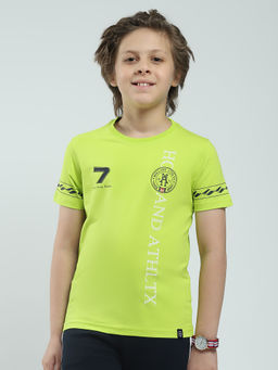 Monte Carlo - Boys Green Printed Round Neck T-shirt