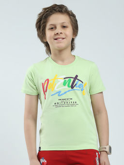 Monte Carlo - Boys Green Printed Round Neck T-shirt