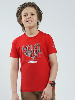 Monte Carlo - Boys Red Printed Round Neck T-shirt