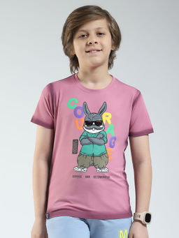 Monte Carlo - Boys Pink Printed Round Neck T-shirt