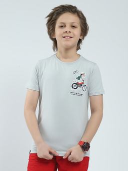 Monte Carlo - Boys Grey Printed Round Neck T-shirt