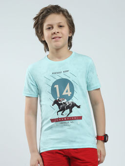 Monte Carlo - Boys Blue Printed Round Neck T-shirt