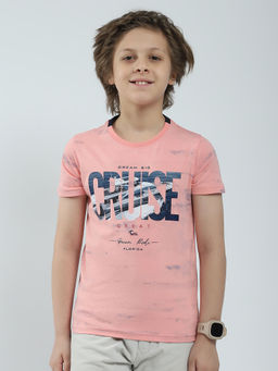 Monte Carlo - Boys Coral Printed Round Neck T-shirt
