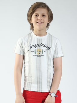 Monte Carlo - Boys Off White Printed Round Neck T-shirt