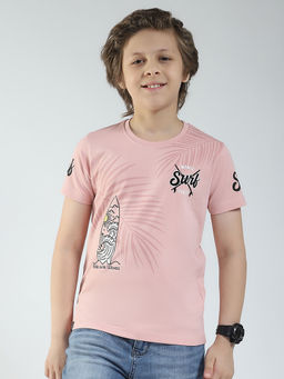Monte Carlo - Boys Peach Printed Round Neck T-shirt