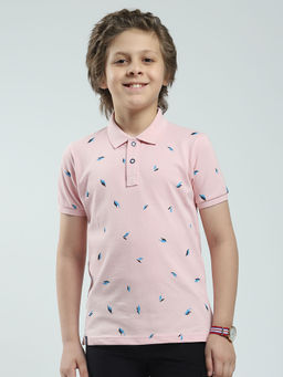 Monte Carlo - Boys Pink Printed Collar Neck Polo T-shirt