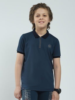 Monte Carlo - Boys Teal Solid Collar Neck Polo T-shirt