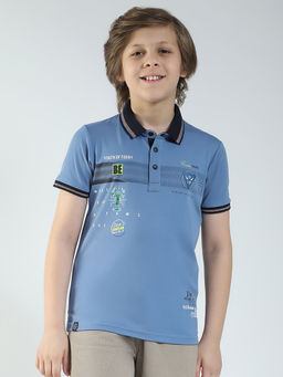 Monte Carlo - Boys Blue Printed Collar Neck Polo T-shirt