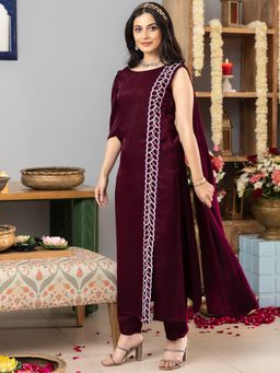 Lavanya The Label - Burgundy Apricot Kurta (Set of 2)
