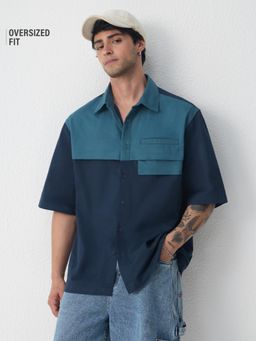The Souled Store - Double-Layered Navy Blue Ivy Men Oversized Shirt
