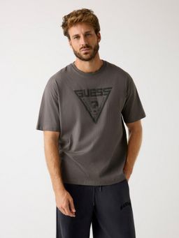 Guess - Men Grey Round Neck Short Sleeves T-Shirt