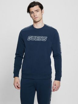 Guess - Men Navy Blue Round Neck Full Sleeves Sweatshirt