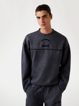 Guess - Men Grey Solid Round Neck Full Sleeves Sweatshirt