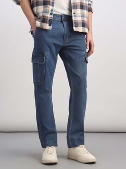 Allen Solly - Men Navy Blue Light Wash Jeans