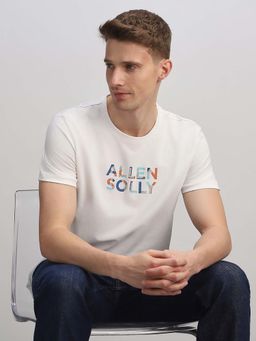 Allen Solly - Men White Solid Crew Neck T-shirt