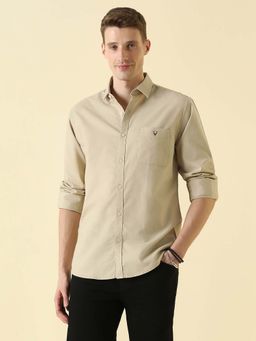 Allen Solly - Men Beige Solid Full Sleeves Formal Shirt