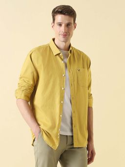 Allen Solly - Men Mustard Slim Fit Solid Full Sleeves Casual Shirt