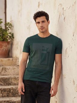 Louis Philippe - Men's Crew Neck Graphic Print T-shirt