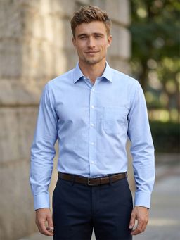 Louis Philippe - Men Light Blue Textured Full Sleeves Formal Shirt